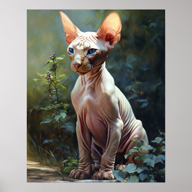 Bonito Sphynx Cat Art Poster Impressão (Frente)