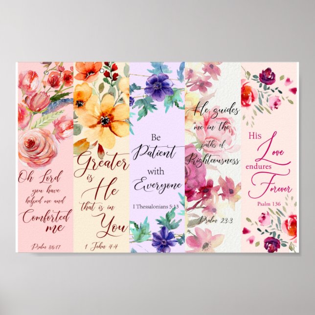 Bonito tema floral Livros cristãos Poster (Frente)