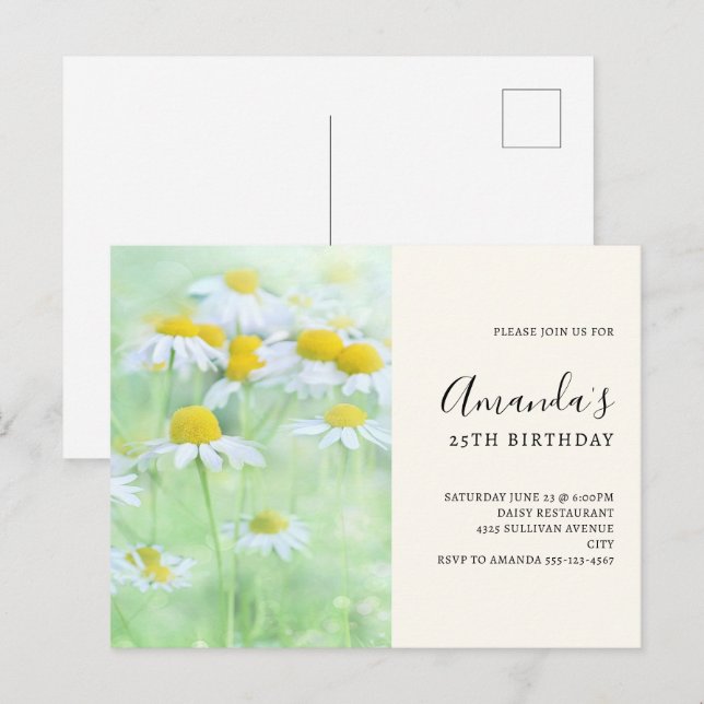 Bonito visitas em um Convite de Aniversário de Cam (Frente/Verso)