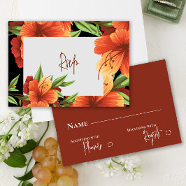 Bonito Watercolor Moody Orange Floral Weding RSVP