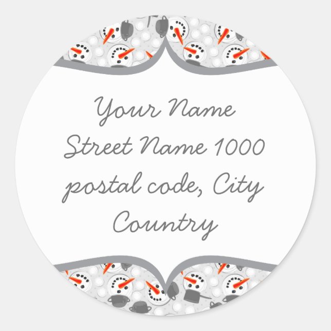 bonitos bonecos de neve na etiqueta do endereço da (Frente)