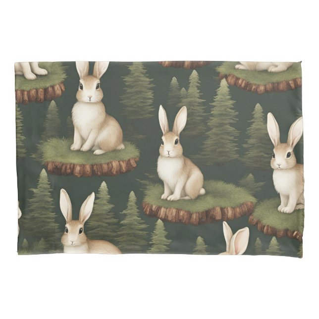Bonitos Bunnies Divertidos No Fundo Evergreen (Frente)