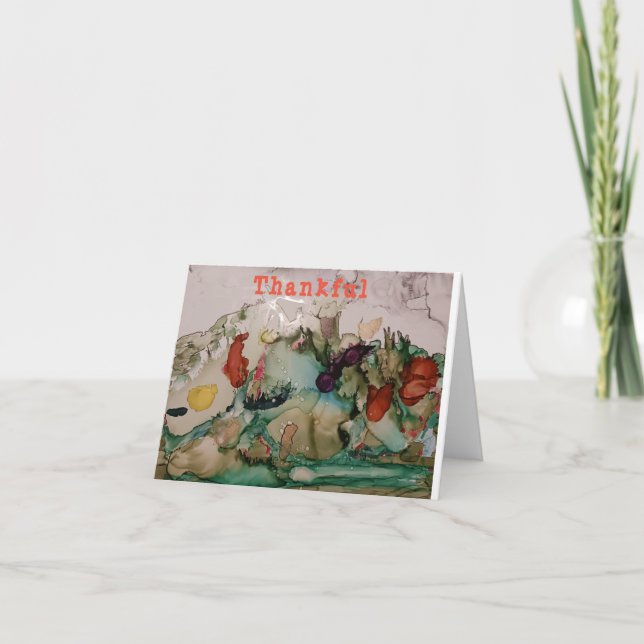 Bonitos cartões de agradecimento pintados no outon (Frente)