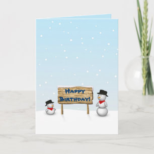 Bonitos Snowmen desejando um Cartão de Aniversário