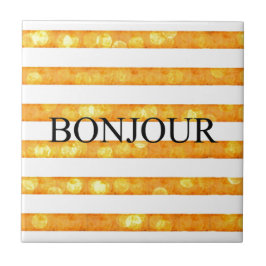 Bonjour Orange Stripe Bokeh