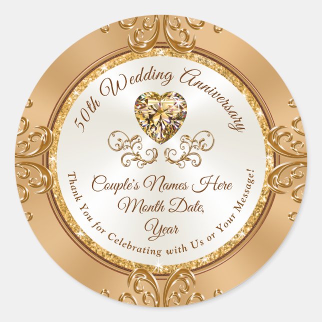 Bons adesivos Personalizados do 50º aniversário (Frente)