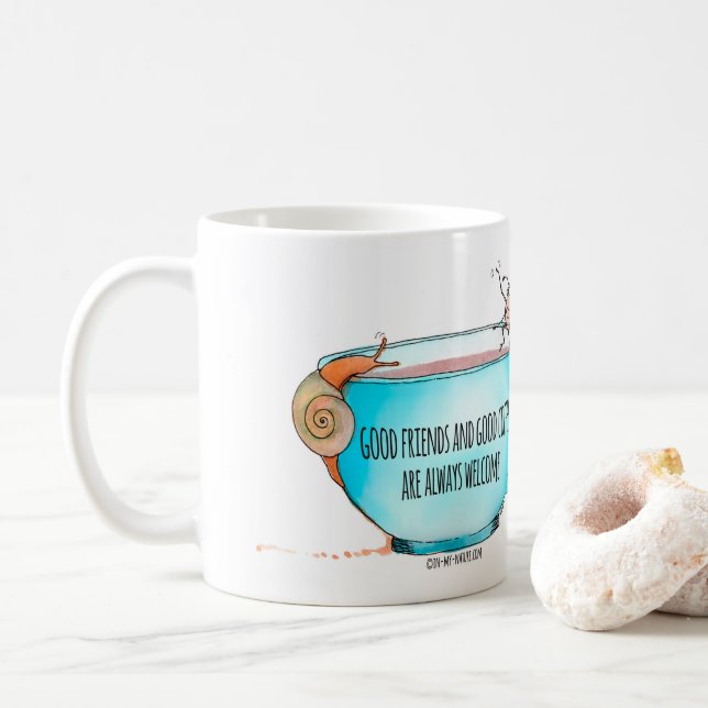 Bons amigos e boa caneca de café (Com Donut)