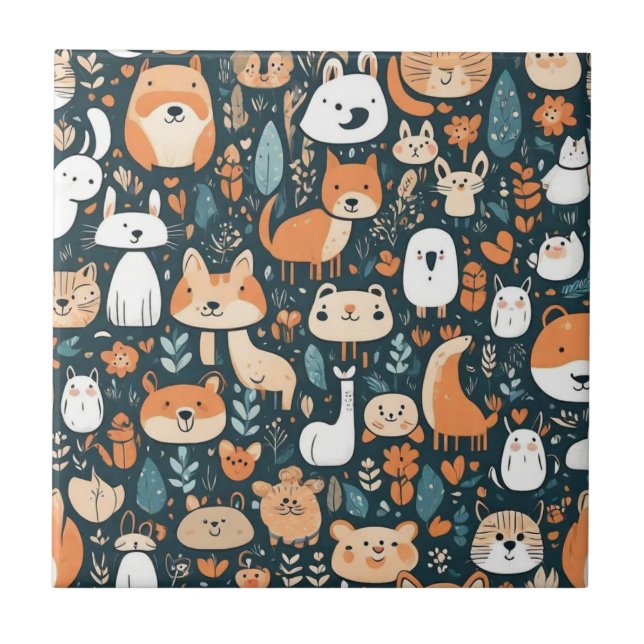 Bons animais divertem-se com decor design verde (Frente)