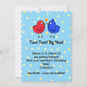 Bons Casamentos Pássaros do Amor Salvem o Convite