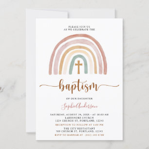 Bons Mudados Boho Arco-Íris Convite Baptism