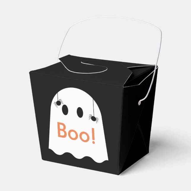 Boo! Caixa de Presente Preto do Fantasma do Hallow (Frente)