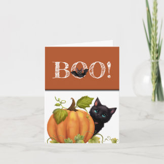 Boo Cat Halloween Cartões de agradecimentos dobrad