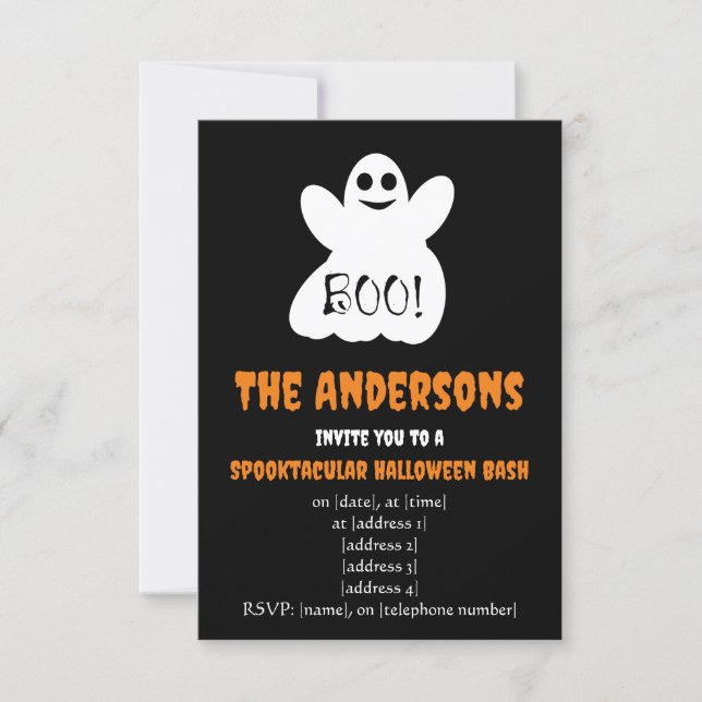 BOO! Convite de Fantasma de Halloween (Frente)