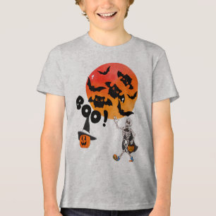 Boo Crew Halloween Kids T-Shirt com Esqueleto, Bat