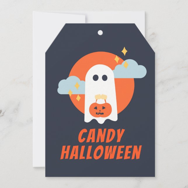 Boo Cute Ghosts Candy Halloween Card (Frente)