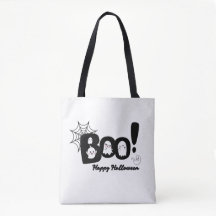 "Boo!" "Cute!" Halloween Ghost Tote Bag