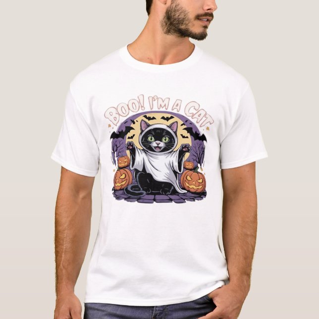 Boo Eu sou uma camiseta oversized de gato (Frente)