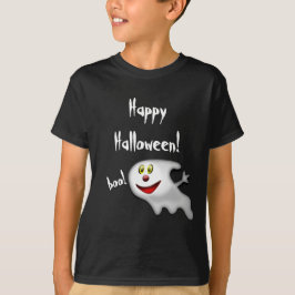Boo Fantasma da Camisa Negra Feliz do Halloween