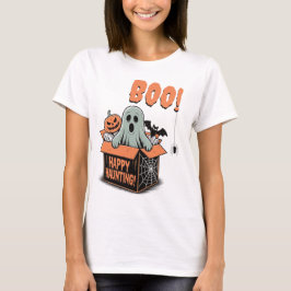 BOO! Feliz Dia das Bruxas Assombrando Camisa Fanta