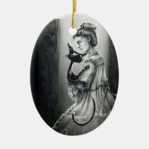 Boo Gatinho com seu ornamento cerâmico fantasma