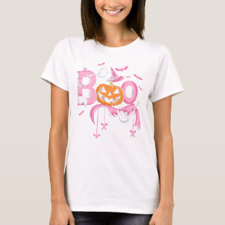 Boo Halloween Camisa Rosa Fantasma