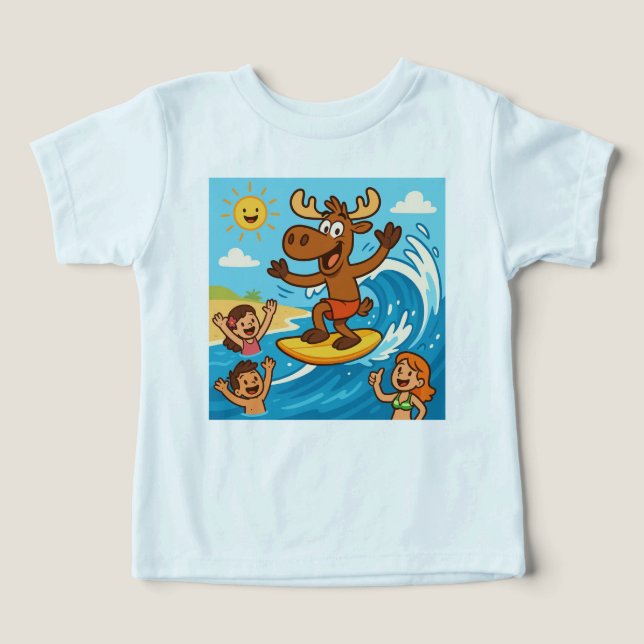 Boogie Board Moose–Action-Packed Beach Tee for Kid (Design frontal)