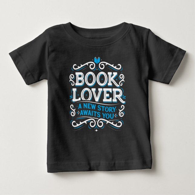 Book Lover Baby Top T-shirt / Black (Frente)