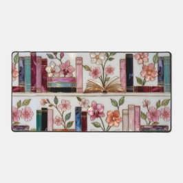 Book Lover Desk Mat | Floral Bookshelf Mouse Pad