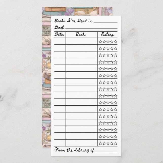 Bookish Reading List Tracker Flat Card (Frente/Verso)