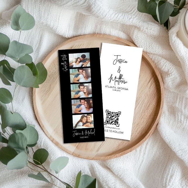 Bookmark de Foto Preto w Código QR Casamento (Criador carregado)