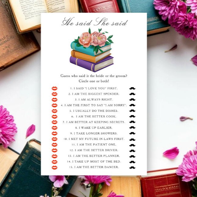 Books bridal shower - He said she said game (Criador carregado)