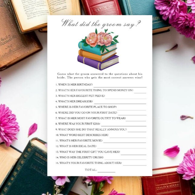 Books Bridal shower What did the groom say game (Criador carregado)