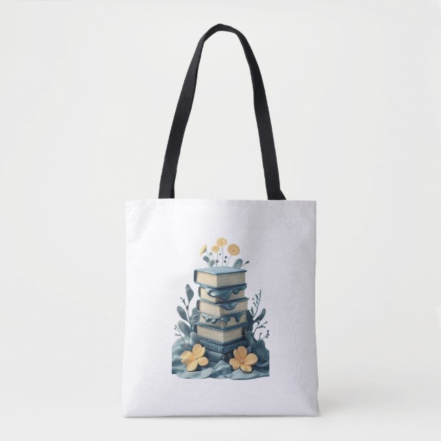 Books whit flowers - tote bag (Frente)