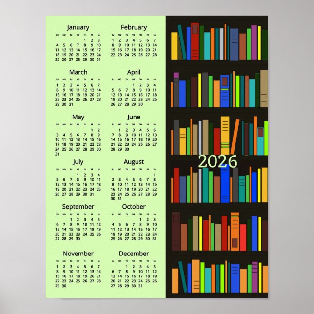 Bookshelves Design 2026 Calendar Poster (Frente)