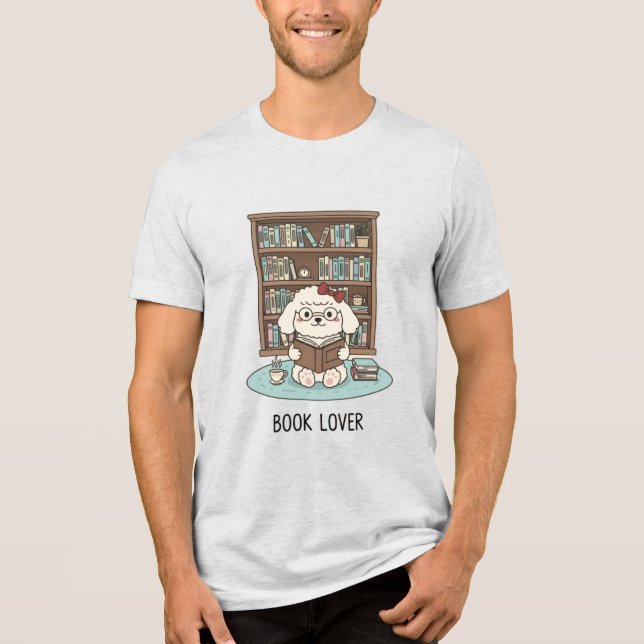 Bookworm Poodle Puppy Cute Reading Graphic Dog (Frente)