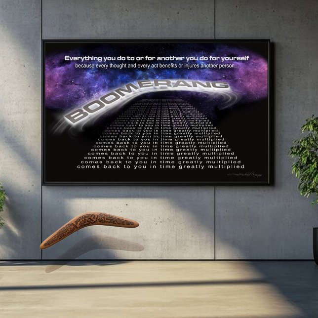 Boomerang Poster - Muro de Reflexão Karma e Energi (Every Action Returns – A Cosmic Reminder in Stunning Design)