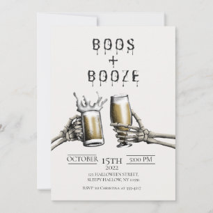 Boos + Booze Adultos Convite para o Dia das Bruxas