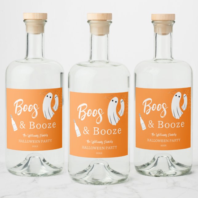 Boos e Booze Adultos Halloween Convite Laranja (Garrafas)