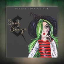 Boos e Booze Halloween Convite de festas