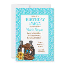 Boots Bandana Sunflower Birthday Convite