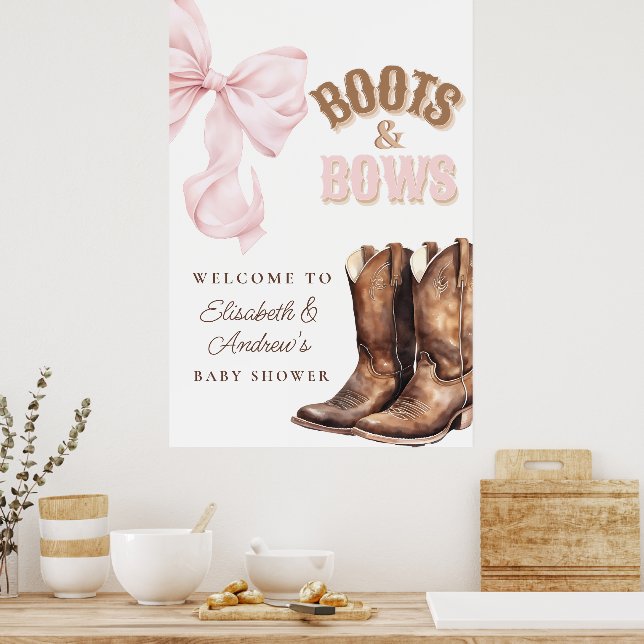 Boots & Bows Baby Shower Welcome Poster (Cozinha)