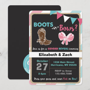 Boots ou Arcos Gênero Revelar Convite