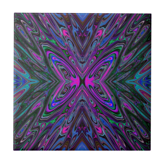 Borboleta Abstrata Magenta, Azul e Verde Alucinant (Frente)