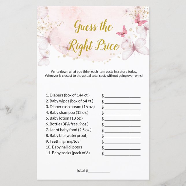 Borboleta adivinha o preço certo dos jogos de chá  (Frente)