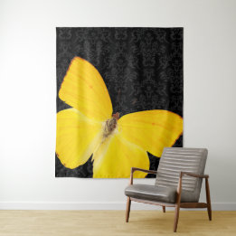 Borboleta Amarela Elegante Tapeçaria de Damasco Pr