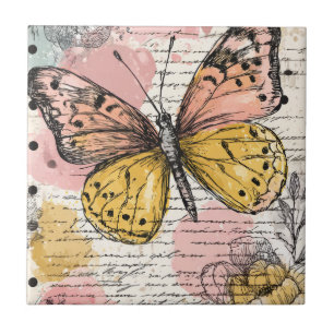 Borboleta Aquarela Rosa Dourado Arte Boho Natureza
