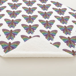 Borboleta Arco-íris (branca) - Cobertor Sherpa