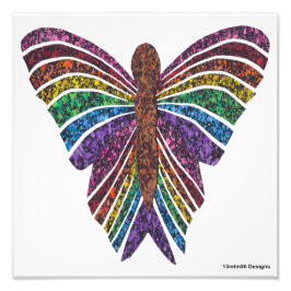 Borboleta Arco-íris (branca) - Impressão de Foto