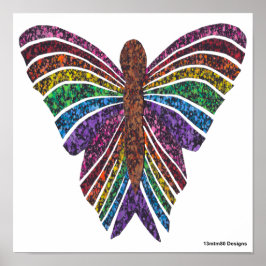 Borboleta Arco-íris (branca) - Impressão de Poster