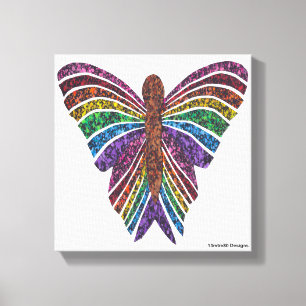 Borboleta Arco-íris (branca) - Impressão em Tela
